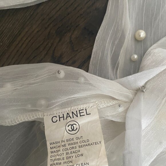 CHANEL BOUTIQUE PEARL TIE NECK BLOUSE - Picture 6 of 6